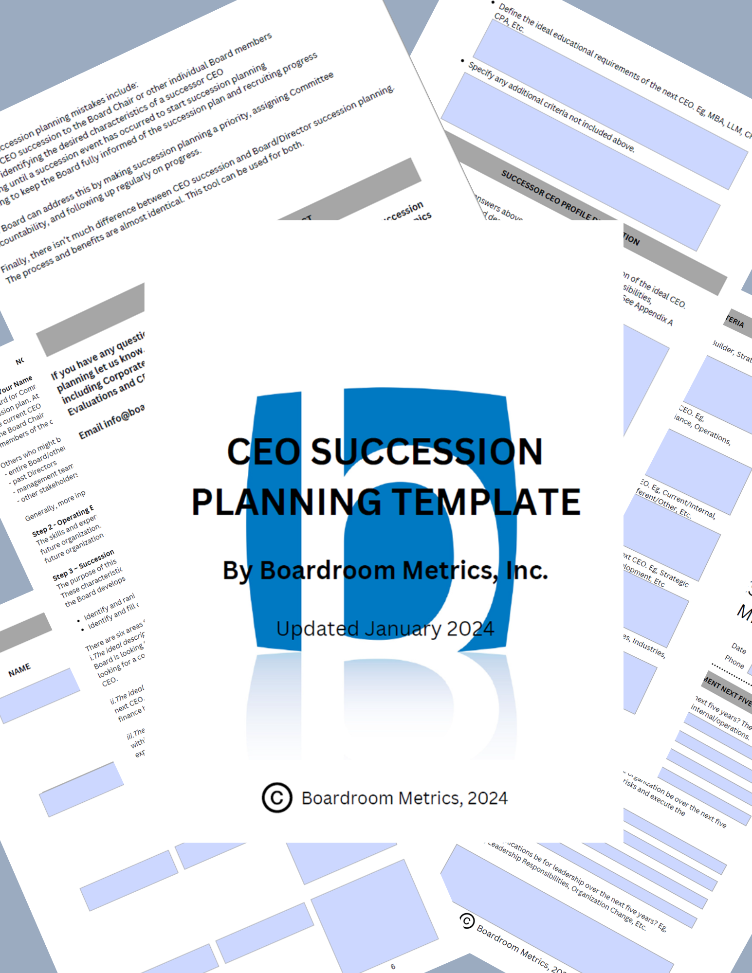 Cover and pages in CEO Succession Planning Template